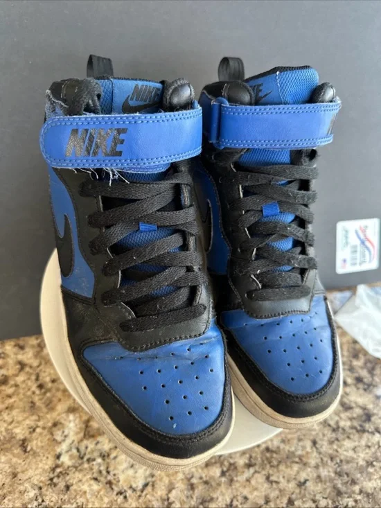 Nike Black and Royal Blue High-Top Sneakers - Youth - Picture 1 of 6